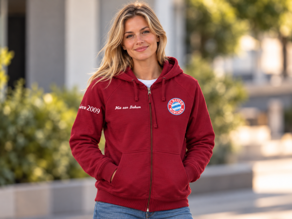 Damen Bio Kapuzen Sweatjacke bordeaux